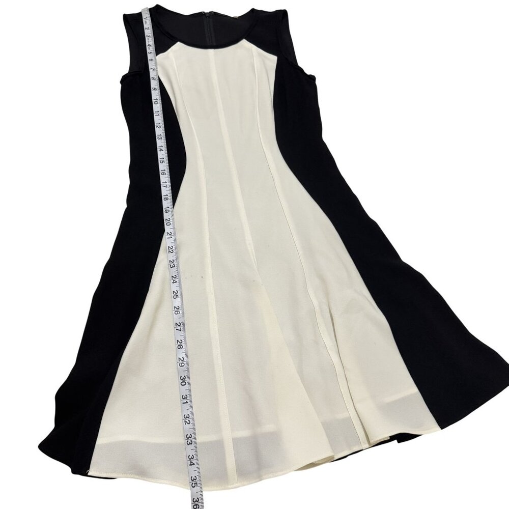 Elie Tahari Women's Patti Block Fit & Flare Mesh Sleeve Cocktail Dress Size 2 - Picture 6 of 9